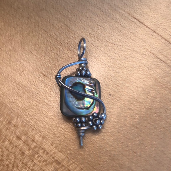 Handmade Sterling Silver and Abalone Shell Pendant - Picture 1 of 3